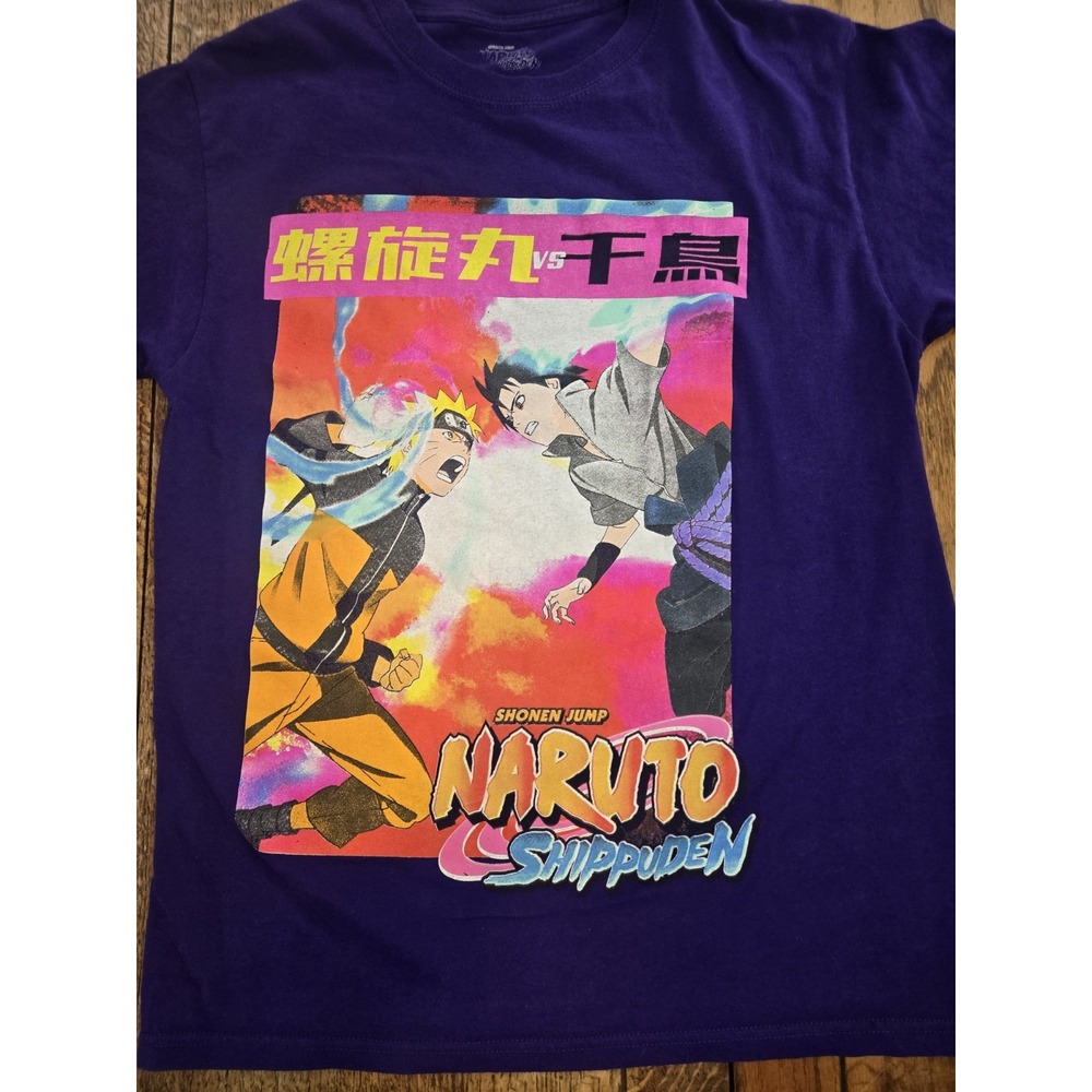 Naruto Shippuden Rasengan vs Chidori Anime Purple T shirt Sz Medium Japan Run